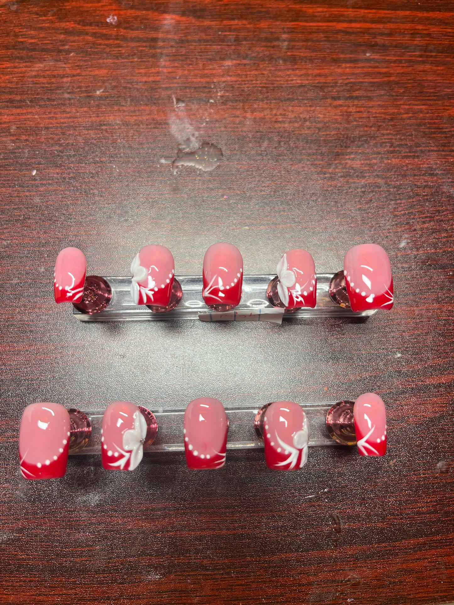 Short  Red Tip White Designs