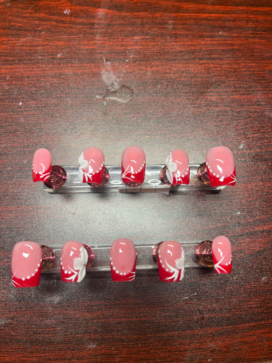 Short  Red Tip White Designs